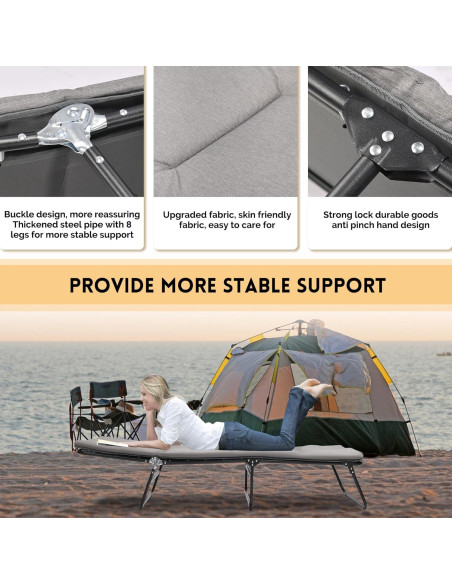 Cama Plegable Camping FUCIHOMA Gris 1200D Ajustable 5 Ángulos Cama Plegable Camping FUCIHOMA Gris 1200D Ajustable 5 Ángulos