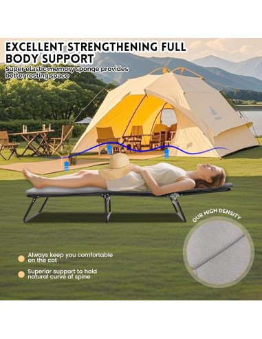 Cama Plegable Camping FUCIHOMA Gris 1200D Ajustable 5 Ángulos