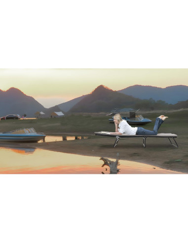 Cama Plegable Camping FUCIHOMA Gris 1200D Ajustable 5 Ángulos