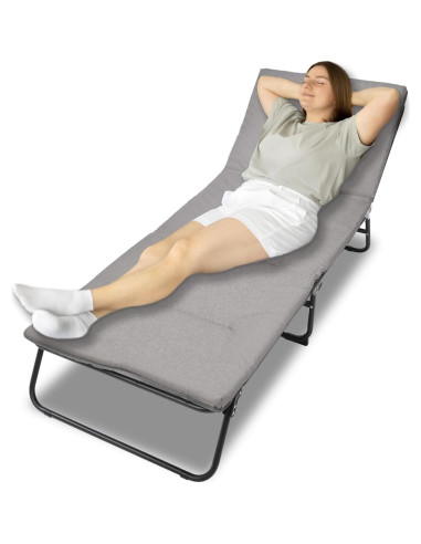 Cama Plegable Camping FUCIHOMA Gris 1200D Ajustable 5 Ángulos