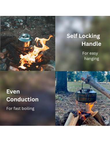 Hervidor de Camping 1.2L Acero Inoxidable 10 A 6 PICKS