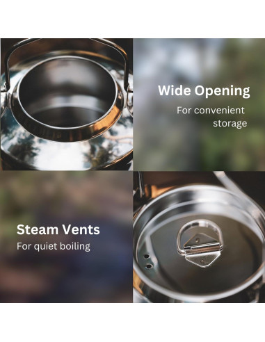 Hervidor de Camping 1.2L Acero Inoxidable 10 A 6 PICKS