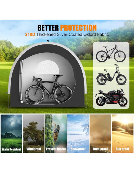 Cobertizo de Almacenamiento para Bicicletas Cepkquis 3 Bicicletas 210D