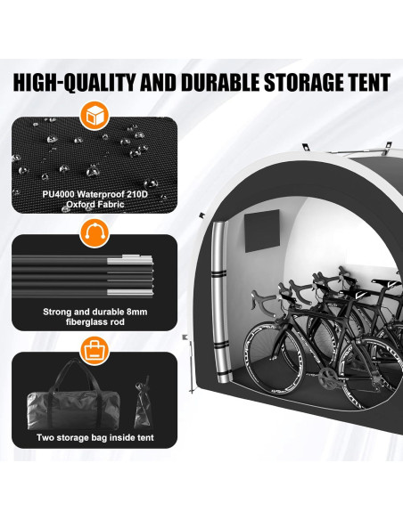 Cobertizo de Almacenamiento para Bicicletas Cepkquis 3 Bicicletas 210D