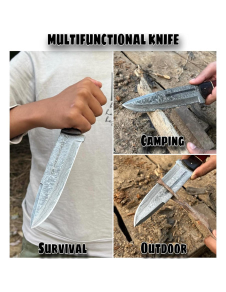 Cuchillo Bowie de Caza MINIBIRD de Acero Damasco 30.48 cm