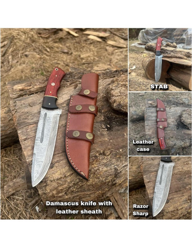 Cuchillo Bowie de Caza MINIBIRD de Acero Damasco 30.48 cm