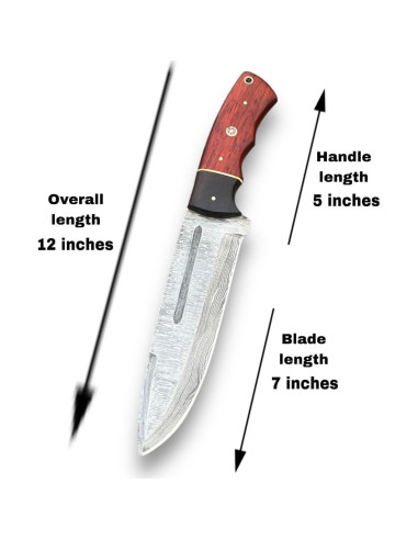 Cuchillo Bowie de Caza MINIBIRD de Acero Damasco 30.48 cm