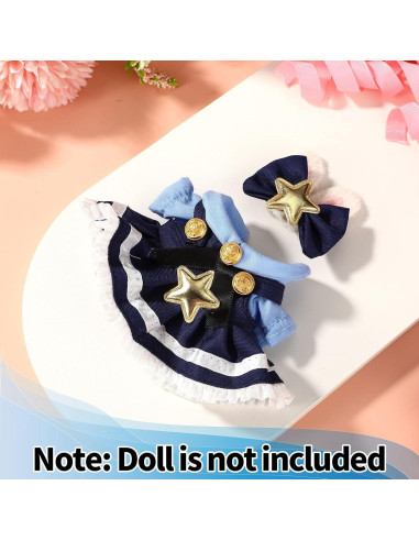 Conjunto de Vestido para Muñeca 17cm Lyreh Estilo Naval Azul