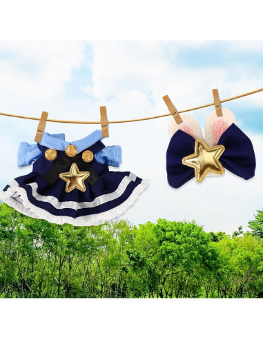 Conjunto de Vestido para Muñeca 17cm Lyreh Estilo Naval Azul