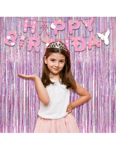 Cortina de Lentejuelas Rosa GREATRIL 2 Paquetes 0.97m x 2.5m