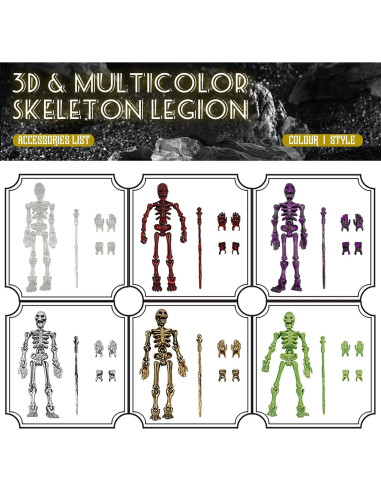 Set de 6 Figuras de Acción Esqueleto Titan 13 - Juguete Articulado