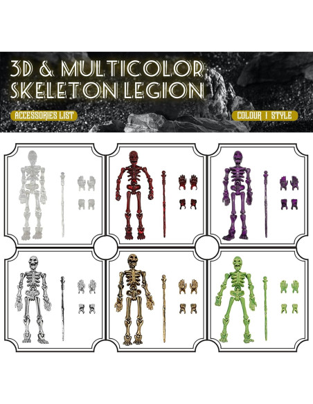 Set de 6 Figuras de Acción Esqueleto Titan 13 - Juguete Articulado