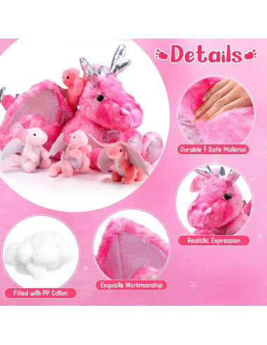 Conjunto de Peluches Dragón Syhood 5 Pcs 45 cm Rosa