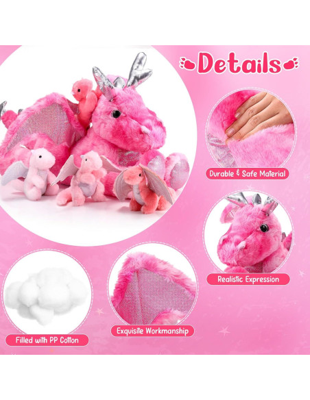 Conjunto de Peluches Dragón Syhood 5 Pcs 45 cm Rosa