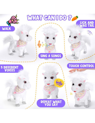 Pony Cantante Caminante Eléctrico Ylpaprm Blanco 29.21 cm