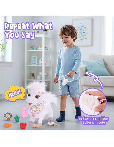 Pony Cantante Caminante Eléctrico Ylpaprm Blanco 29.21 cm