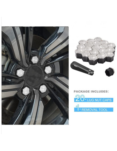 Cubiertas de Perno de Rueda Blueshyhall 21 mm Blancas - Paquete de 20