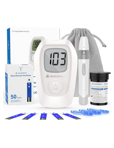 Kit de Monitor de Glucosa Glucoracy G-425 con 50 Tiras y Lancetas