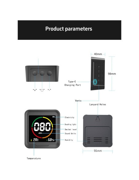 Medidor de Decibelios 3 en 1 LSENLTY con Pantalla LED