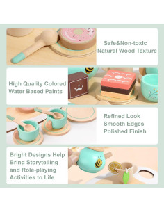 Juego de Té de Madera Plintone para Niños 3 a 5 Años 2