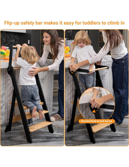 Torre de Aprendizaje Plegable COSYLAND - Taburete Ajustable para Niños