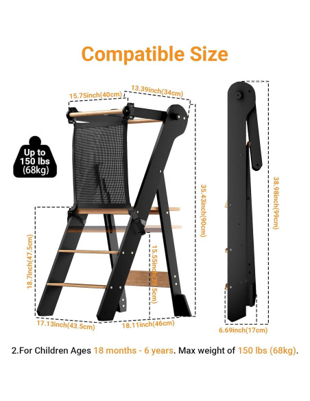 Torre de Aprendizaje Plegable COSYLAND - Taburete Ajustable para Niños