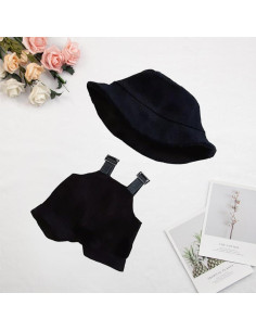 Conjunto Sombrero y Overoles para Muñecas Labubu - Negro 2