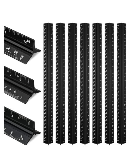 Juego de 10 Reglas Triangulares Macarrie 30.48 cm Aluminio Negro