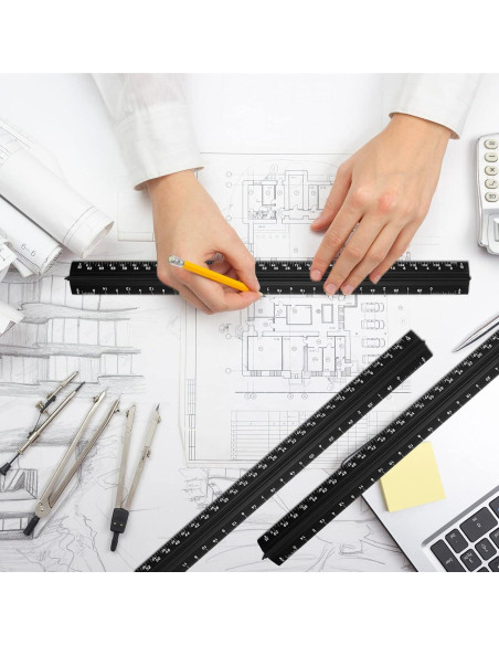 Juego de 10 Reglas Triangulares Macarrie 30.48 cm Aluminio Negro