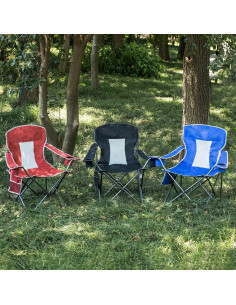 Silla de Camping Plegable VOYSIGN Negra con Portavasos 147 kg 2