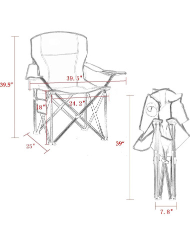 Silla de Camping Plegable VOYSIGN Negra con Portavasos 147 kg