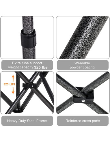 Silla de Camping Plegable VOYSIGN Negra con Portavasos 147 kg