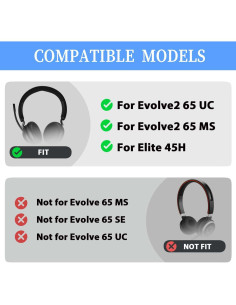 Almohadillas de Reemplazo Adhiper para Auriculares Jabra Evolve2 65/40/Elite 45h - Cuero Suave Azul 2