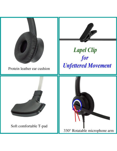 Auricular de Teléfono Cisco Tungtech 827030QD con Micrófono y Cancelación de Ruido