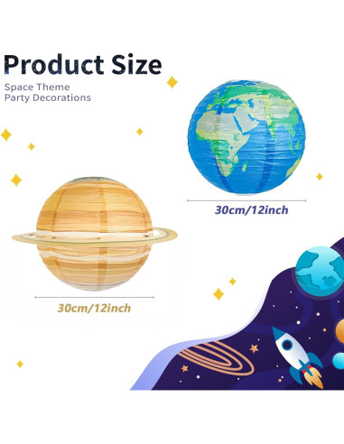 8 Linternas de Papel del Sistema Solar JIEFULL 30 cm
