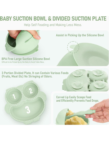 Juego de Alimentación para Bebés Bnditeu 10 Piezas Verde