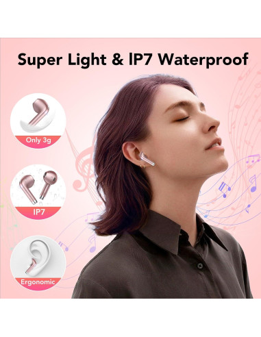 Auriculares Inalámbricos TIMU S28 Rosa, Bluetooth 5.3, 50H Batería