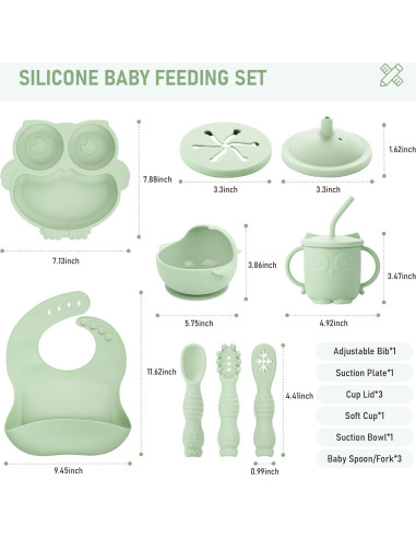 Juego de Alimentación para Bebés Bnditeu 10 Piezas Verde