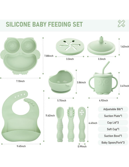 Juego de Alimentación para Bebés Bnditeu 10 Piezas Verde