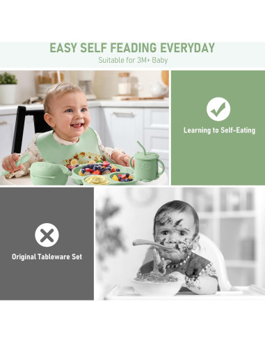 Juego de Alimentación para Bebés Bnditeu 10 Piezas Verde