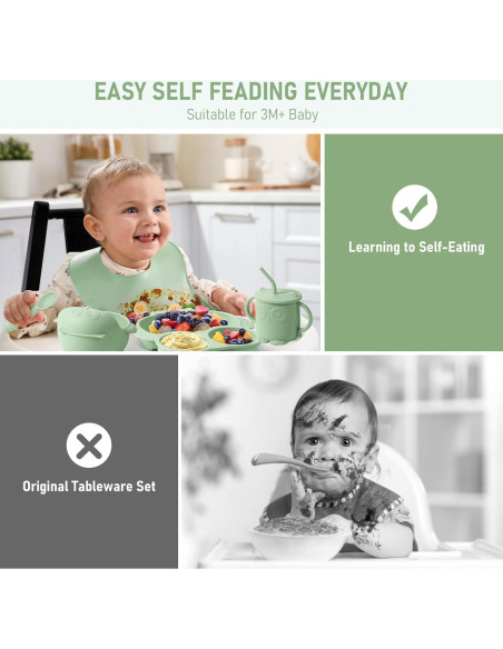 Juego de Alimentación para Bebés Bnditeu 10 Piezas Verde