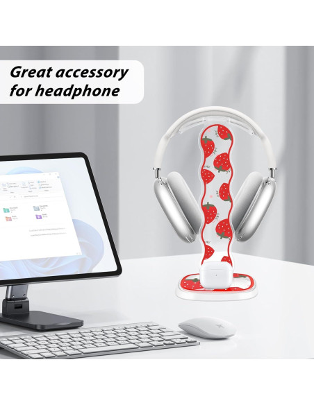 Soporte para Auriculares CameCosy Fresa con Funda Silicona