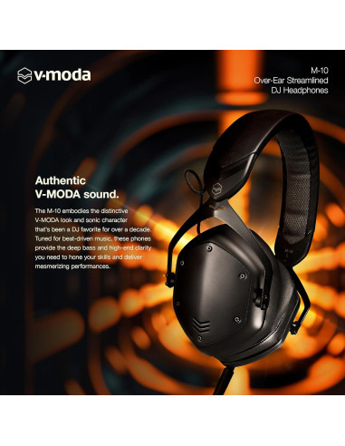 Auriculares DJ V-Moda M-10 Diadema Negro con Almohadillas de Espuma