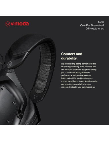 Auriculares DJ V-Moda M-10 Diadema Negro con Almohadillas de Espuma