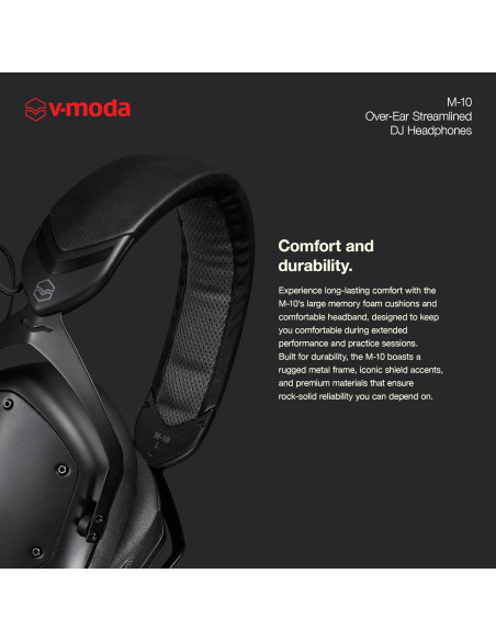 Auriculares DJ V-Moda M-10 Diadema Negro con Almohadillas de Espuma