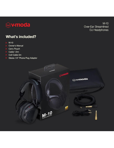 Auriculares DJ V-Moda M-10 Diadema Negro con Almohadillas de Espuma