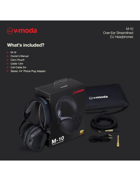 Auriculares DJ V-Moda M-10 Diadema Negro con Almohadillas de Espuma