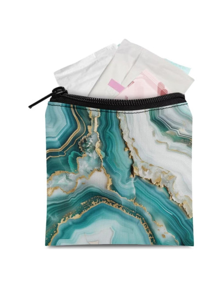 Bolsa de Almacenamiento Menstrual SUITOSELFY Mármol Verde Teal 13x13.7 cm