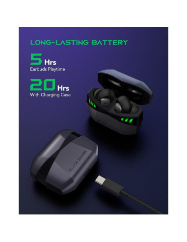 Auriculares Inalámbricos Black Shark BS-T2 con Estuche de Carga