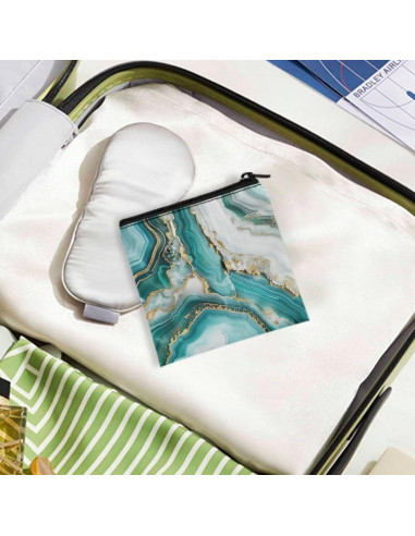 Bolsa de Almacenamiento Menstrual SUITOSELFY Mármol Verde Teal 13x13.7 cm